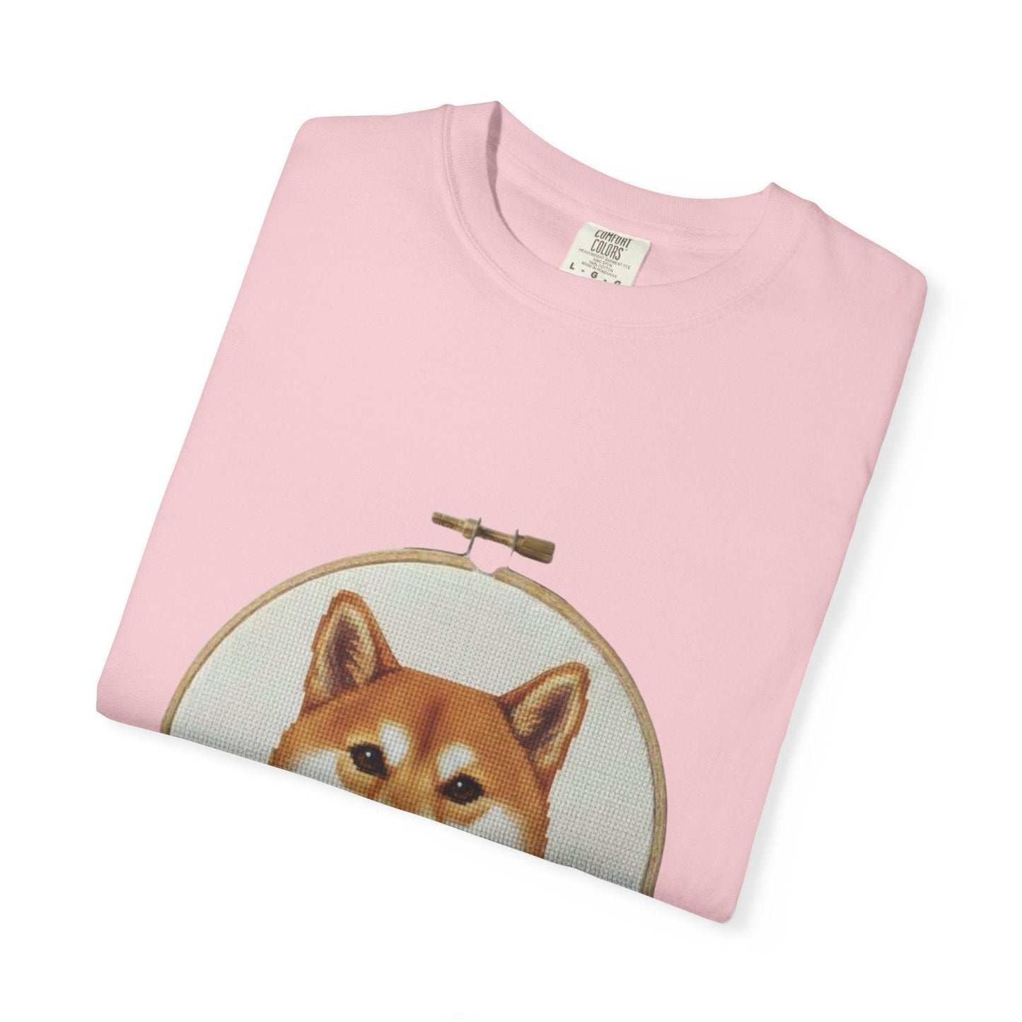 Shiba Inu Embroidery Hoop T-shirt | Dog Portrait Floral