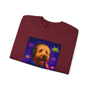 Gaming Golden Doodle Illustration Crewneck Sweatshirt | Retro Arcade Gamer
