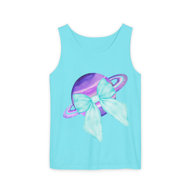 Purple Saturn Wrapped In Bow Unisex Tank Top