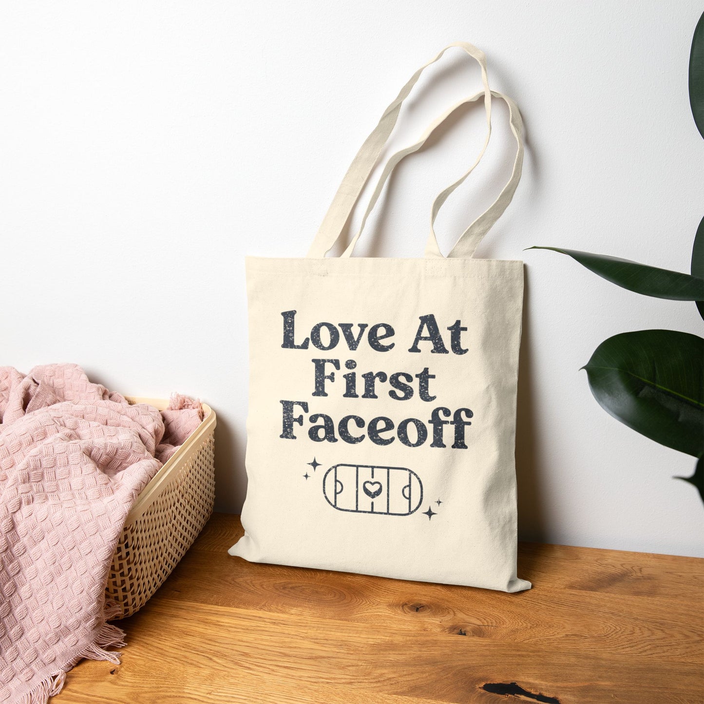 Love At First Faceoff Tote Bag, Hockey Romance Booktok Canvas Tote, Sports Romance Reader Gift Bag