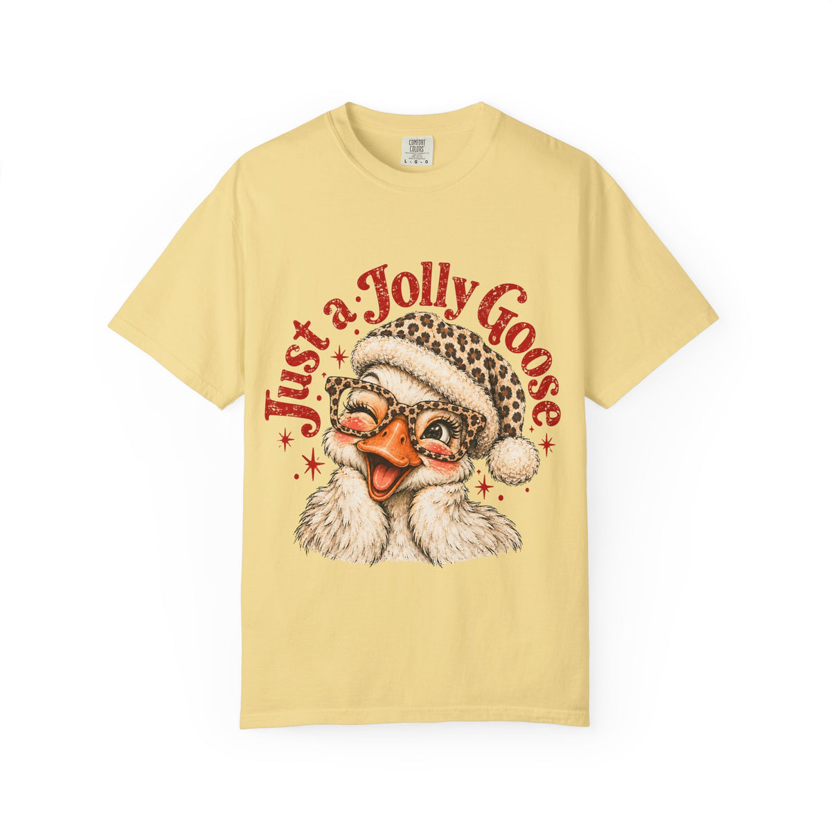 Jolly Goose Christmas Shirt, Funny Christmas Goose Tee, Leopard Santa Goose Shirt, Goose Lover Gift, Retro Holiday T-Shirt