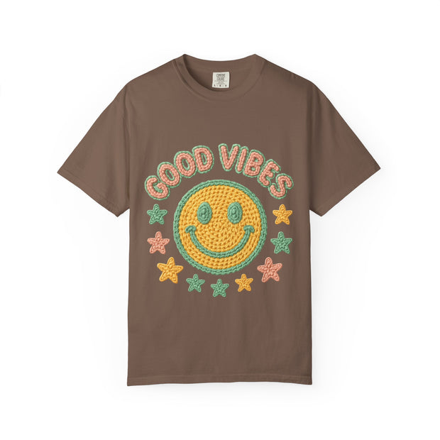 Good Vibes T-Shirt, Unisex Garment-Dyed Tee, Positive Vibe Shirt, Casual Wear, Gift for Friends, Summer Style