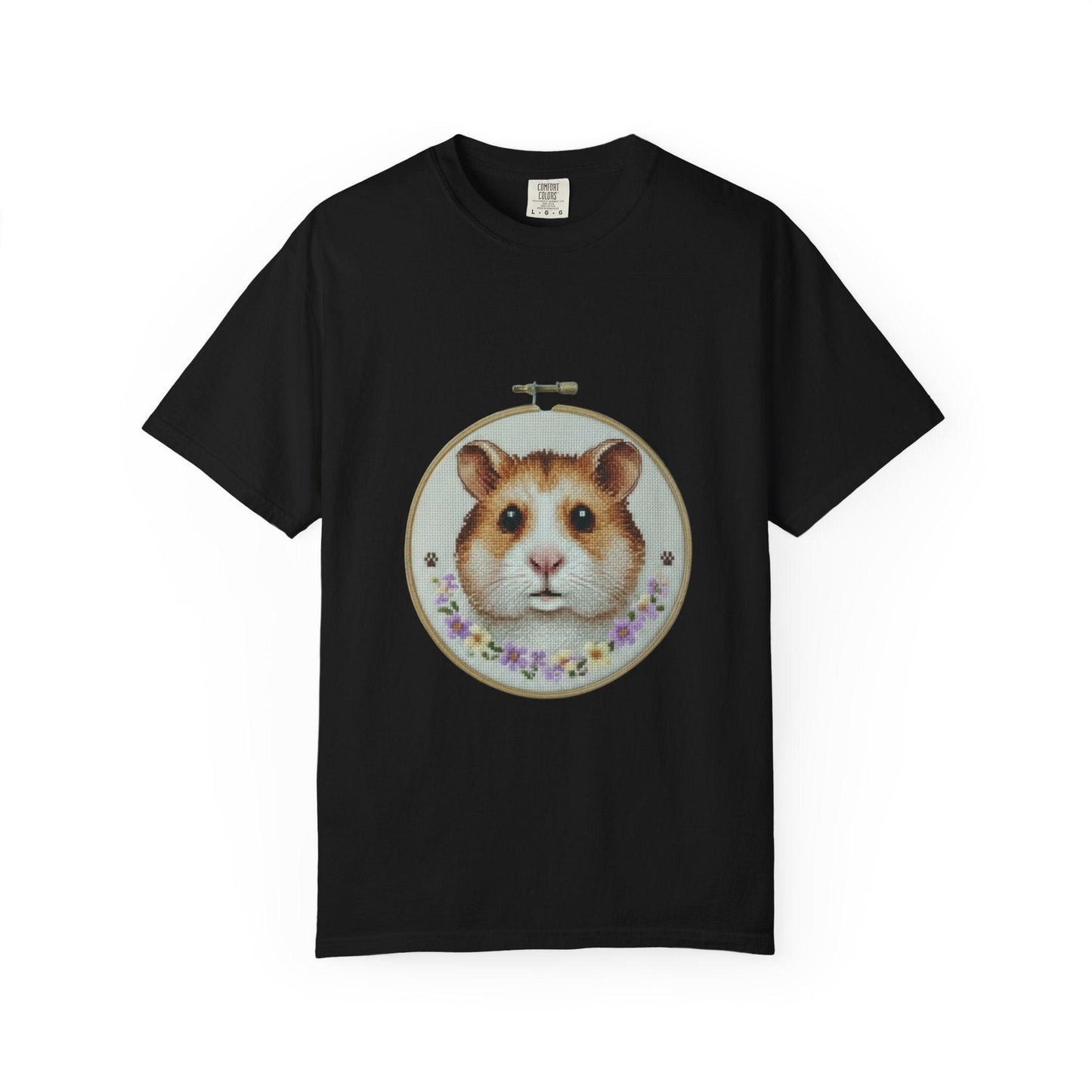 Hamster Portrait Embroidery Hoop T-shirt | Cute Small Pet Illustration
