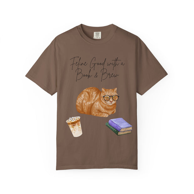 'Feline Good with a Book & Brew' Unisex T-Shirt