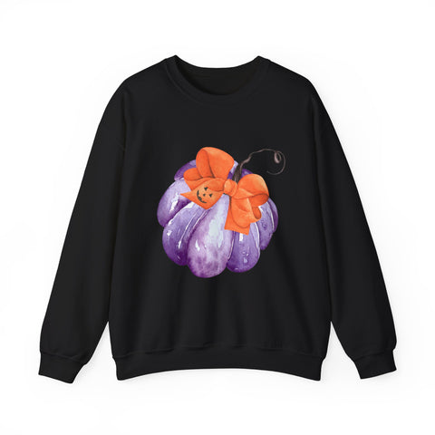 Purple Pumpkin Wrapped In A Bow Unisex Crewneck Sweatshirt