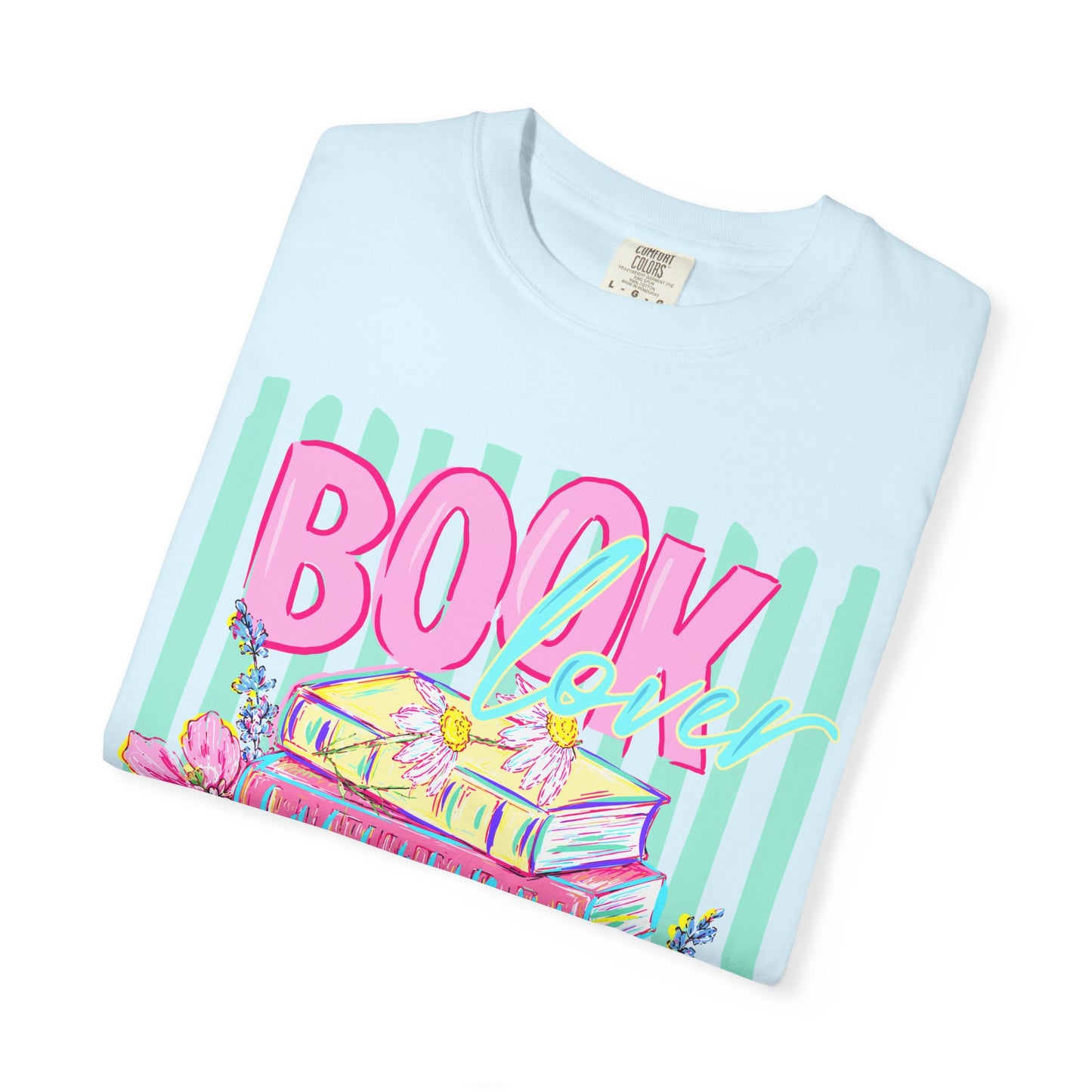 Book Lover Stack T-Shirt, Pastel Book Stack Floral Tee, Cozy Reader Shirt, Booktok Graphic T-Shirt, Cute Bookish Gift for Women