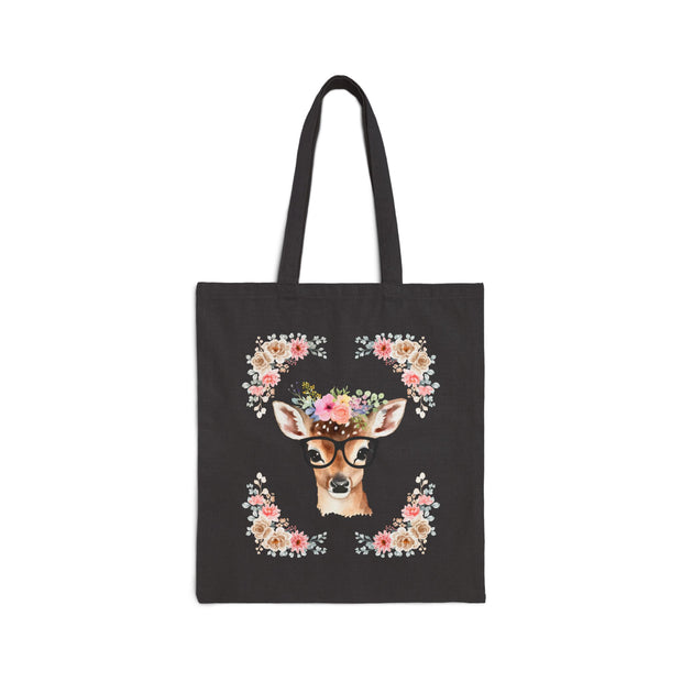 Geeky Goddess Deer Cotton Canvas Tote Bag