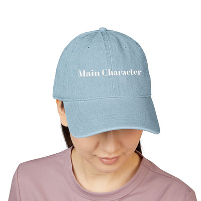 'Main Character' Denim Embroidered Cap