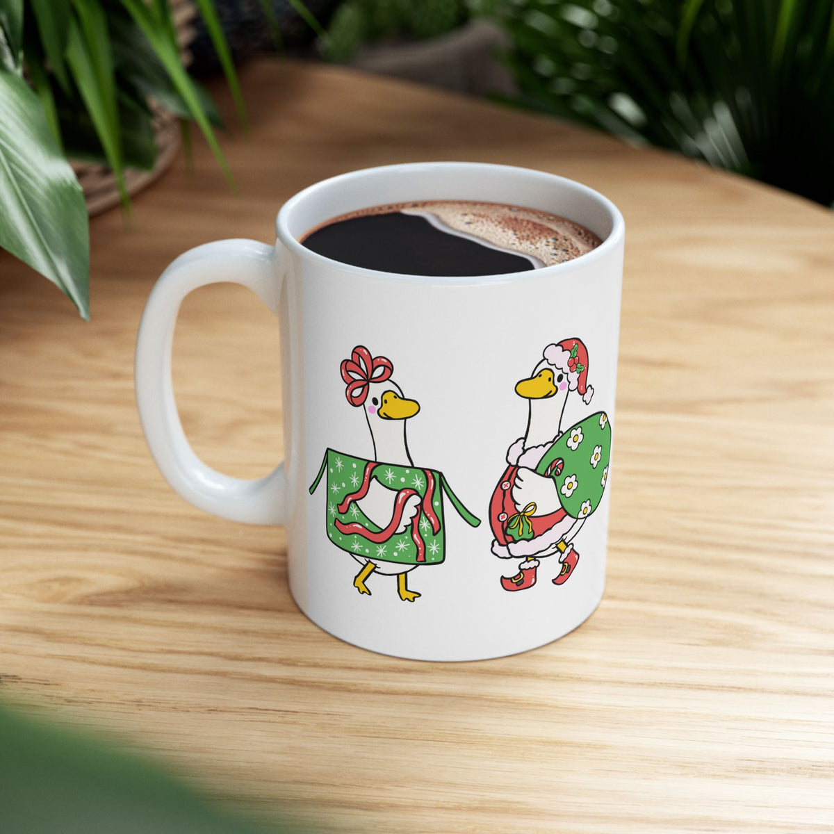 Christmas Duck Illustration Mug | Ceramic Coffee Cup