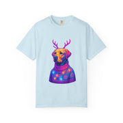 Labrador Retriever with Reindeer Antlers T-Shirt | Neon Holiday Sweater Dog