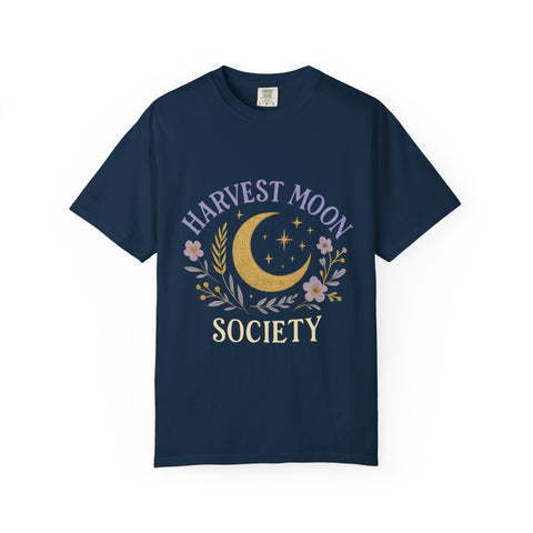 Harvest Moon Society Unisex T-Shirt, Cozy Graphic Tee, Astrology Apparel, Gift for Moon Lovers, Autumn Style, Casual Wear
