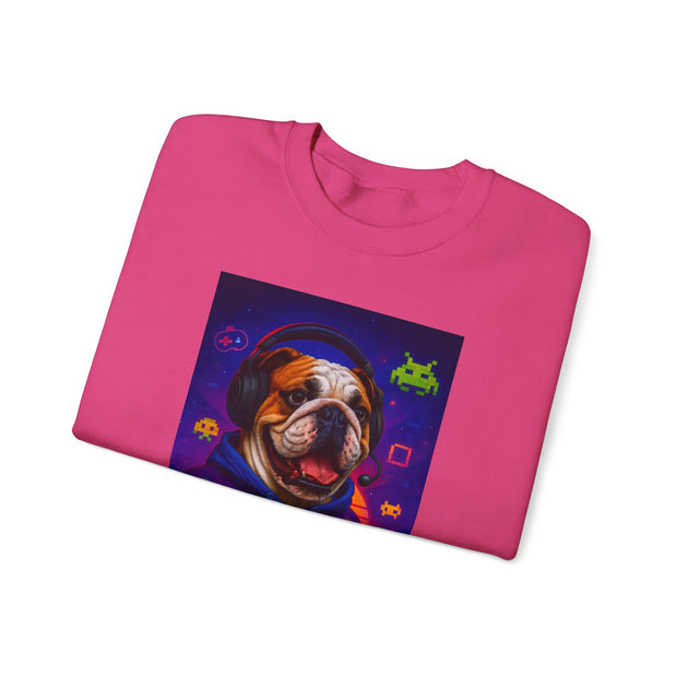 Gaming Dog Crewneck Sweatshirt, Cozy Gamer Gift, Unisex Sweatshirt, Video Game Lover Apparel, Fun Dog Design Sweatshirt
