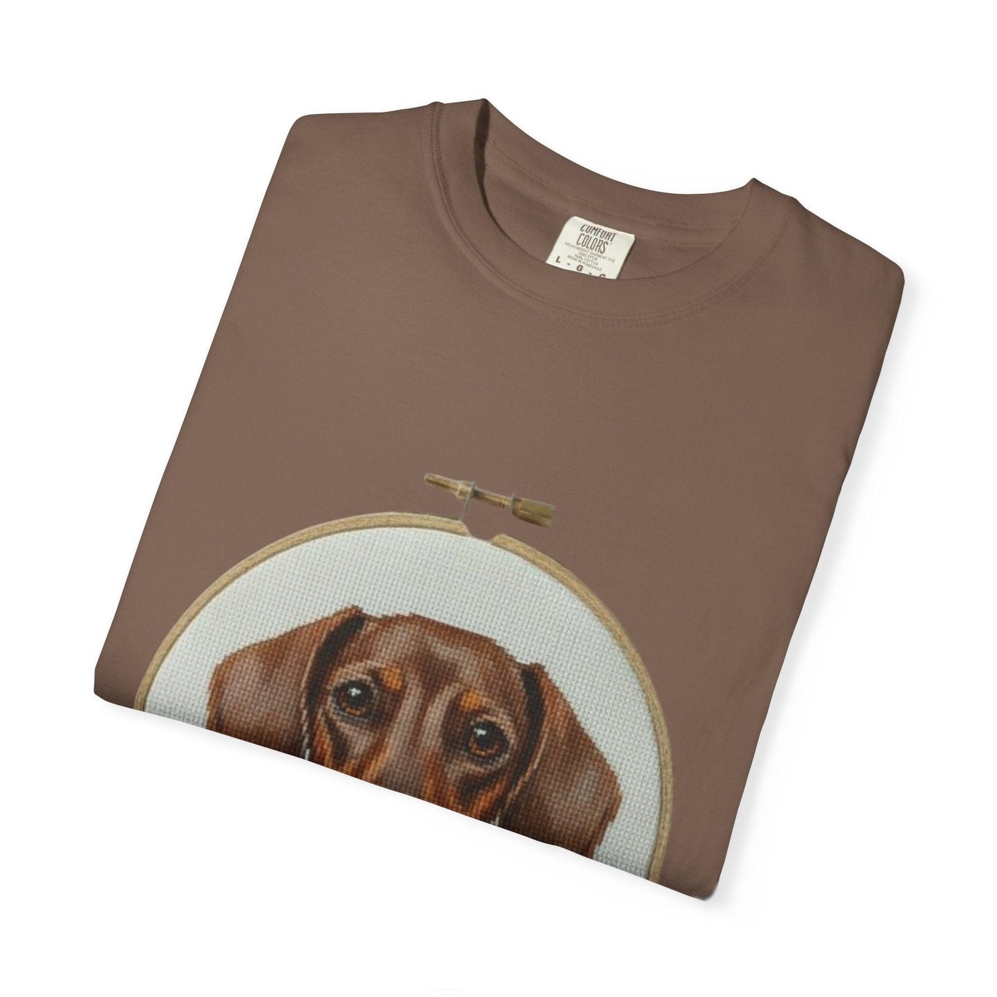 Dachshund Portrait T-shirt | Embroidery Hoop Dog Illustration