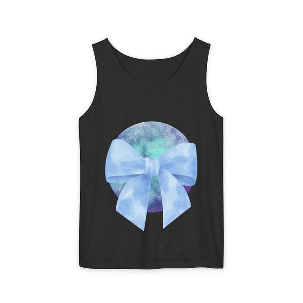 Blue/Green Planet Wrapped In A Bow Unisex Tank Top