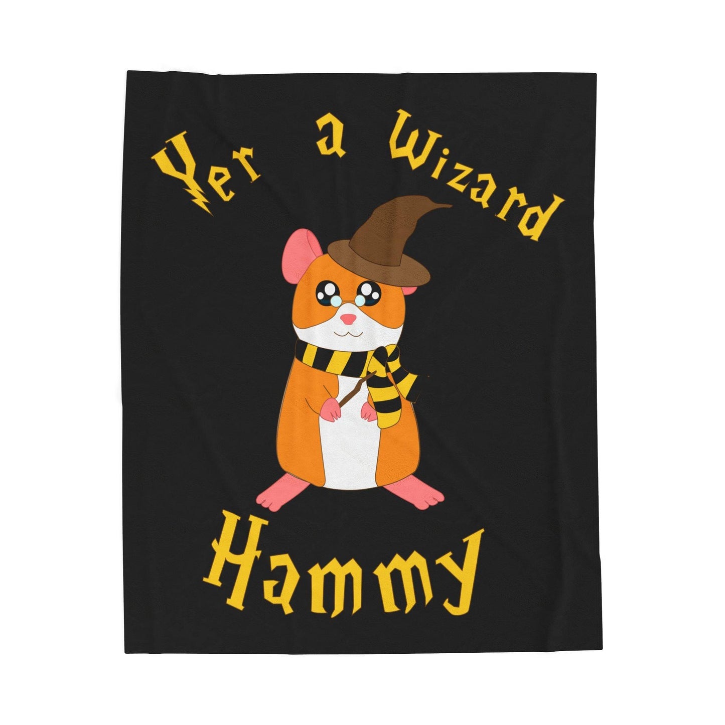 Wizard Hammy Velveteen Plush Blanket | Cute Hamster in Wizard Hat and Scarf