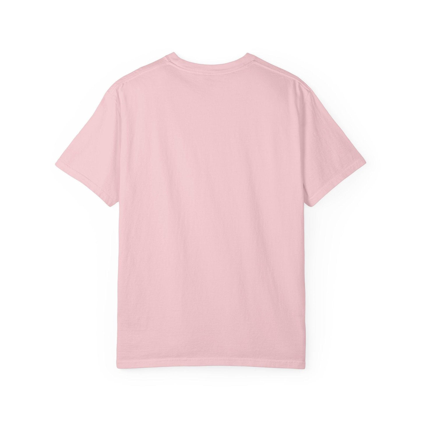 Cute Cottage Row illustration T-shirt | pastel village floral path