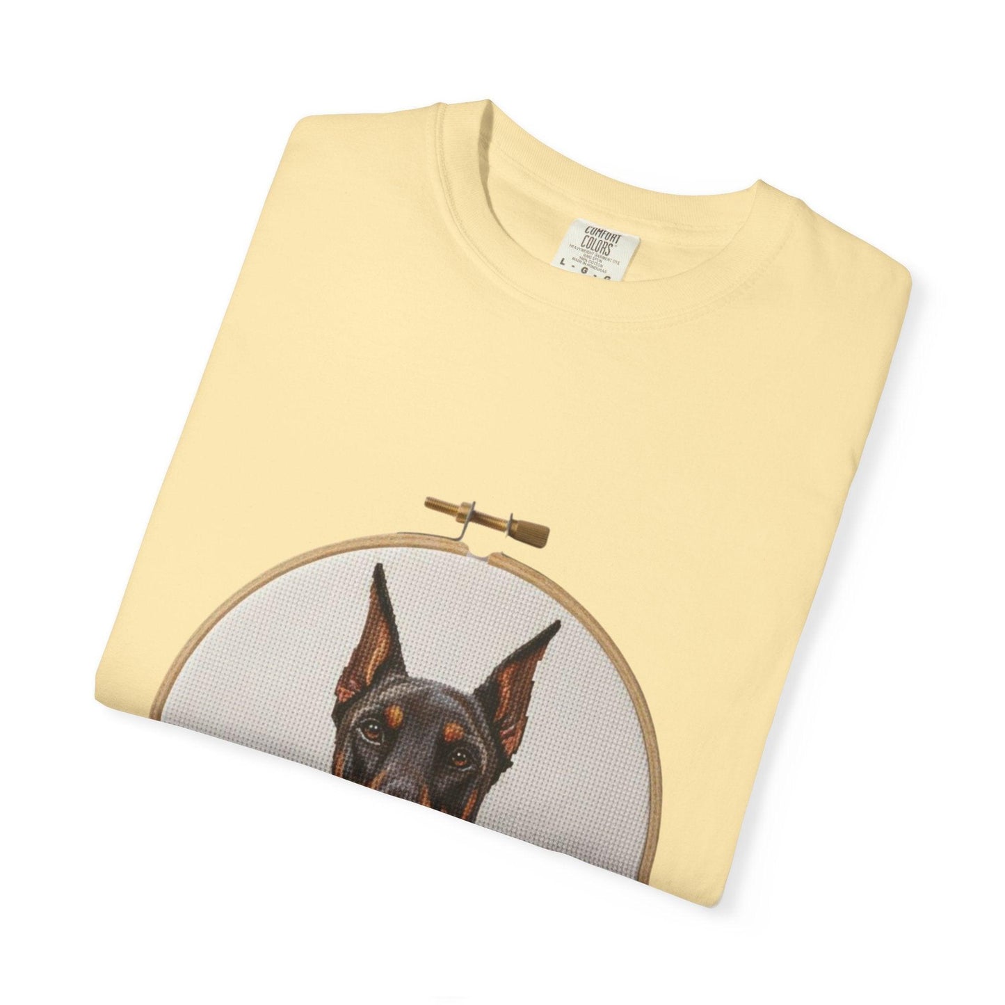 Doberman Portrait T-shirt | Embroidery Hoop Dog Illustration