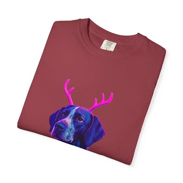 Neon Reindeer German Shorthaired Pointer T-Shirt | Festive Sweater Pup Holiday Tee