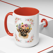 Geeky Goddess Pug Accent Coffee Mug