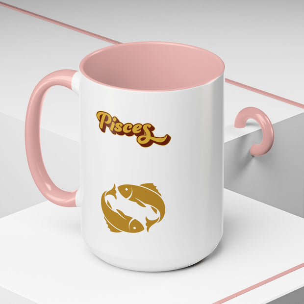 'Pisces' Zodiac Accent Coffee Mug