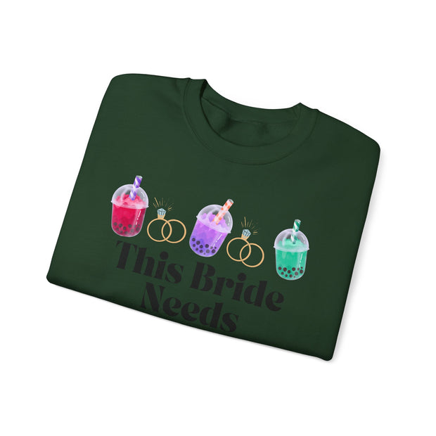 'This Bride Needs Boba' Unisex Crewneck Sweatshirt