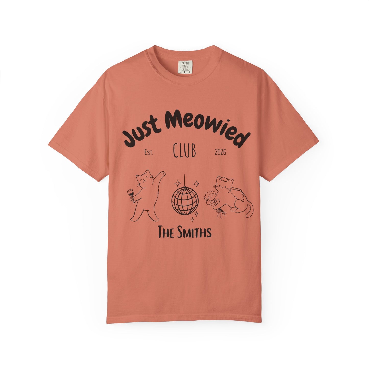 Just Married Cat Wedding Shirt Newlywed Couple Matching T-Shirt Comfort Colors Mr And Mrs Tee Just Meowied Honeymoon Gift For Bride Groom