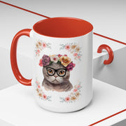 Geeky Goddess Dark Gray Cat Accent Coffee Mug