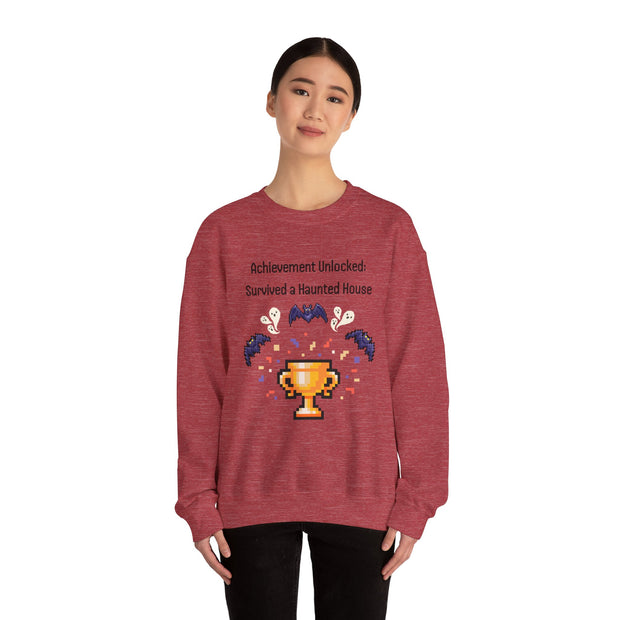 'Achievement Unlocked: Survived A Haunted House' Unisex Crewneck Sweatshirt