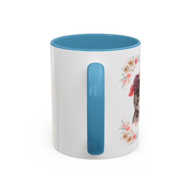 Geeky Goddess Dark Gray Cat Accent Coffee Mug