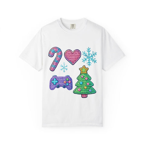 Festive Gamer T-Shirt, Christmas Tee, Gamer Shirt, Holiday Apparel, Unisex Christmas Gift, Cute Gaming T-Shirt
