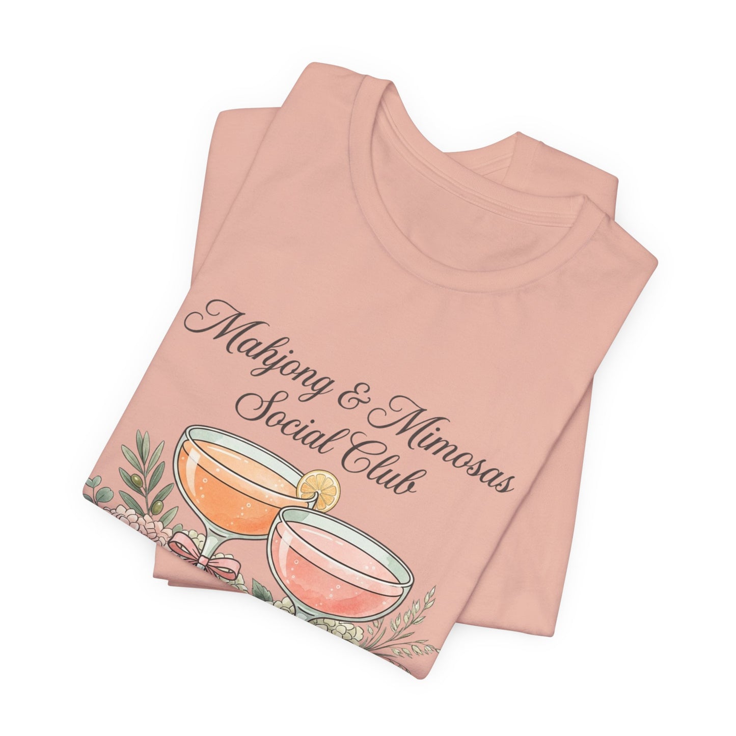 Mahjong & Mimosas Shirt, Mahjong Social Club Tee, Pastel Mahjong Graphic T-Shirt, Brunch Club Gift for Her