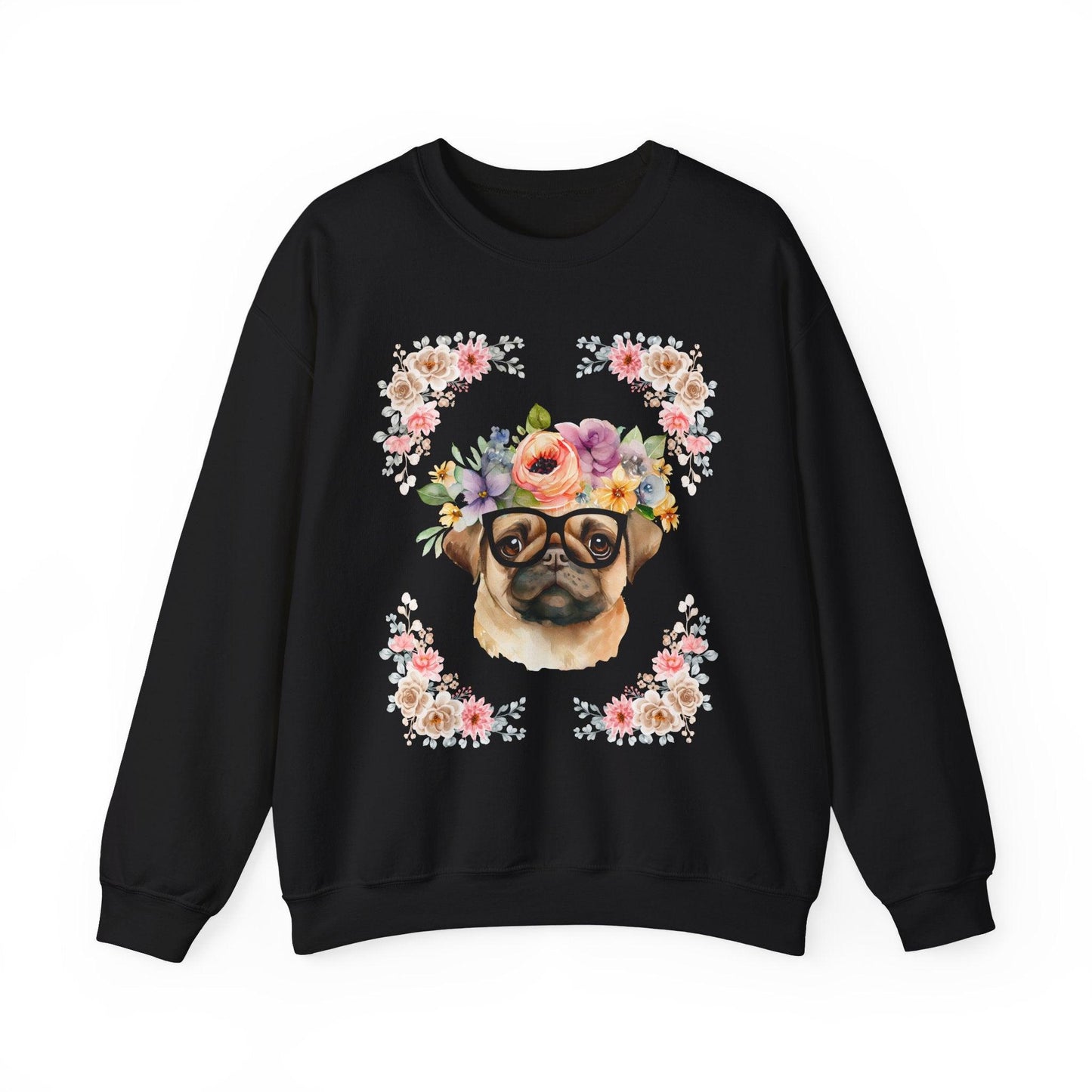 Geeky Goddess Pug Unisex Crewneck Sweatshirt