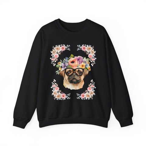 Geeky Goddess Pug Unisex Crewneck Sweatshirt
