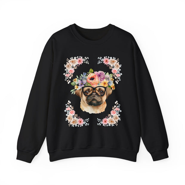 Geeky Goddess Pug Unisex Crewneck Sweatshirt