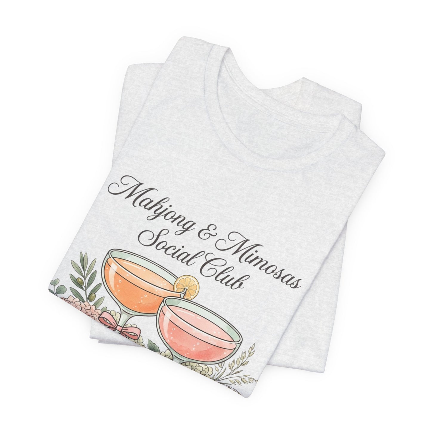 Mahjong & Mimosas Shirt, Mahjong Social Club Tee, Pastel Mahjong Graphic T-Shirt, Brunch Club Gift for Her