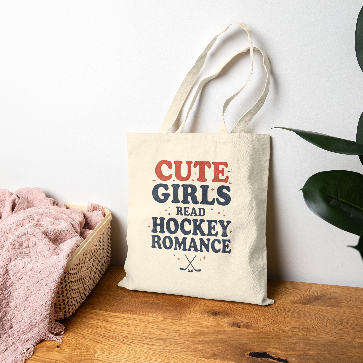 Cute Girls Read Hockey Romance Tote Bag, Hockey Romance Booktok Canvas Tote, Sports Romance Reader Gift Bag