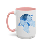 Blue Saturn Wrapped In A Blue Bow Accent Coffee Mug