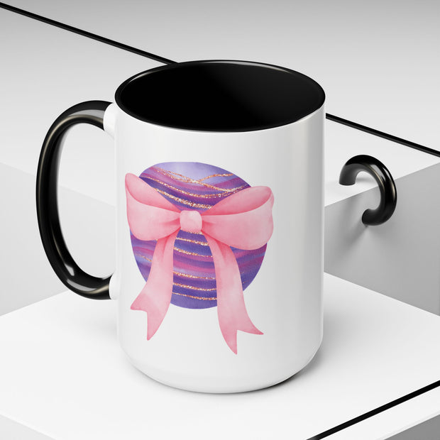 Pink/Purple Planet Wrapped In A Bow Accent Coffee Mug