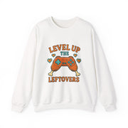 Funny Gamer Sweatshirt, Level Up Leftovers Crewneck, Gifts for Gamers, Casual Wear, Thanksgiving Sweatshirt, Cute Holiday Apparel