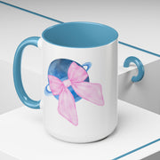 Blue Saturn Wrapped In A Pink Bow Accent Coffee Mug