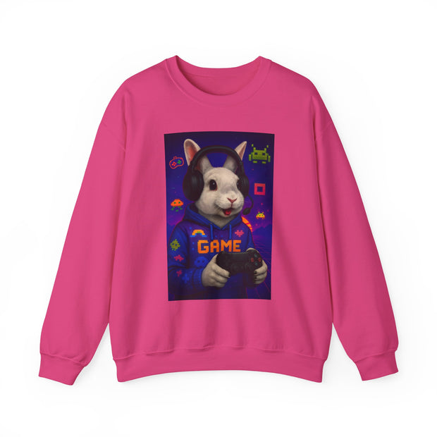 Gamer Bunny Crewneck Sweatshirt | Unisex Lightweight Sweater, Perfect for Gaming, Gifts for Gamers, Cute Animal Sweatshirt, Cozy Apparel