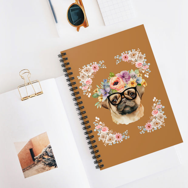 Geeky Goddess Pug Spiral Notebook