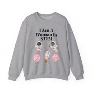 "I Am A Woman in STEM" Astronaut Unisex Crewneck Sweatshirt