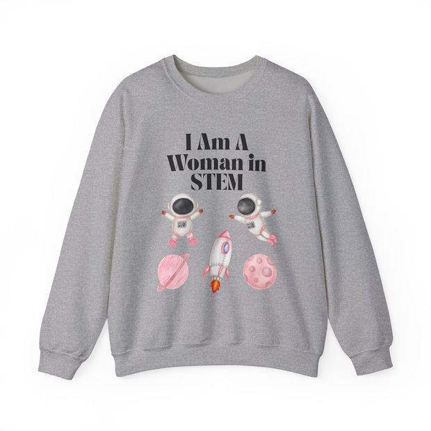 "I Am A Woman in STEM" Astronaut Unisex Crewneck Sweatshirt
