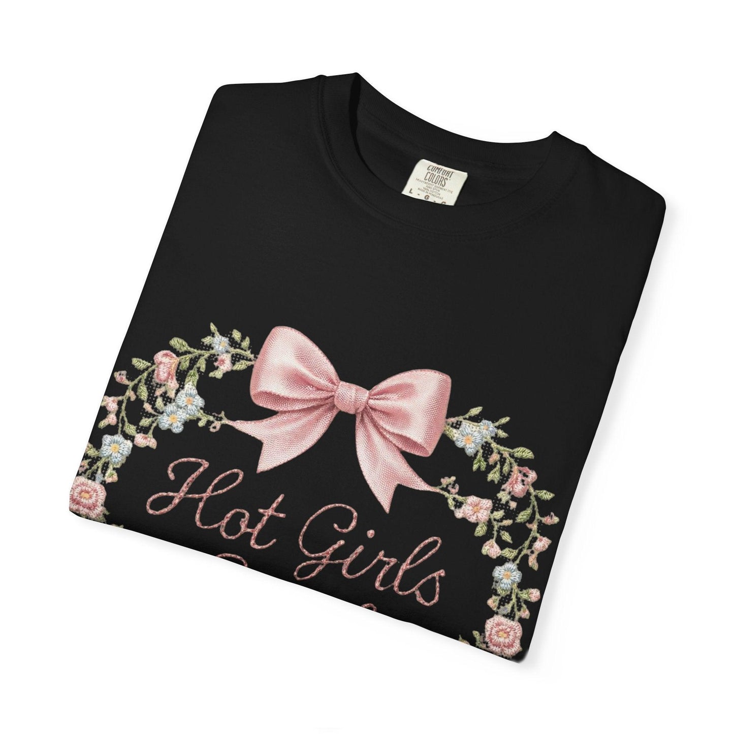 Floral Heart Wreath with Bow T-Shirt | Hot Girls Stitch