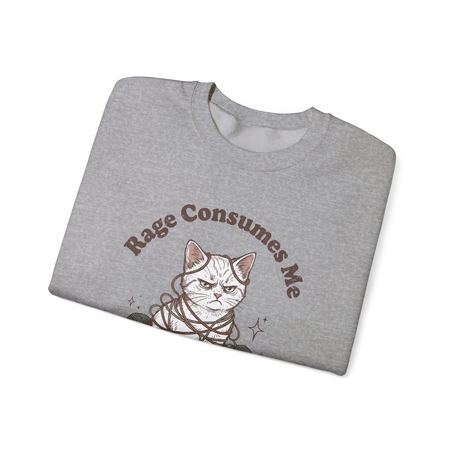 Rage Consumes Me Crochet Cat Shirt, Funny Knitting Tee, Grandma Hobbies Sweatshirt