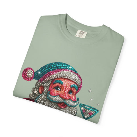 Santa Holding Martini T-Shirt | Vintage Retro Holiday Illustration