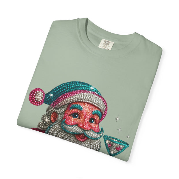 Santa Holding Martini T-Shirt | Vintage Retro Holiday Illustration