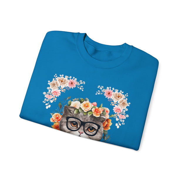 Geek Goddess Gray Cat Unisex Crewneck Sweatshirt