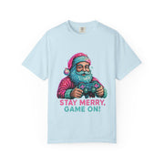Stay Merry Game On Santa T-Shirt | Christmas Gaming Tee
